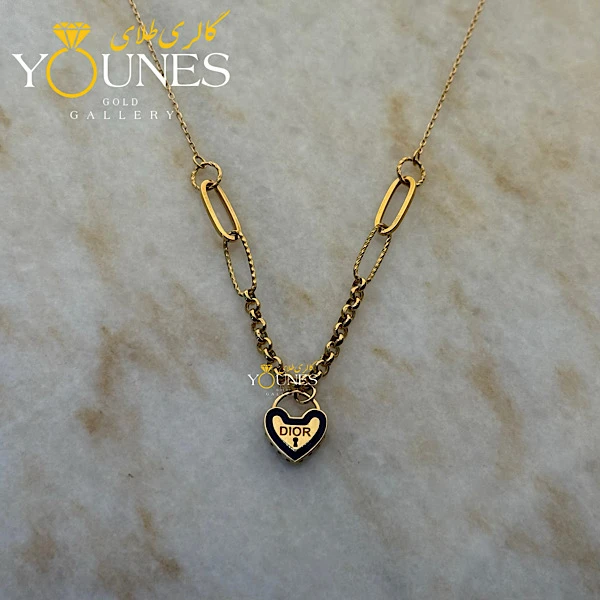 گردنبند طلا قفل قلبی Dior